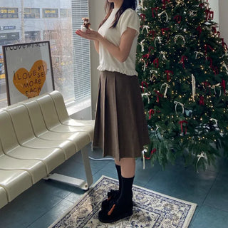 Velvet Frill T-shirt Winter Short Sleeve Tee
