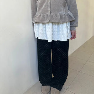 Heart Knit Layered Skirt Shirred Mini Wrap Skirt