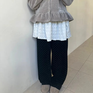 Heart Knit Layered Skirt Shirred Mini Wrap Skirt