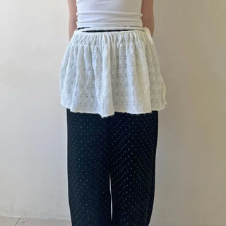 Heart Knit Layered Skirt Shirred Mini Wrap Skirt