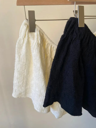 Heart Knit Layered Skirt Shirred Mini Wrap Skirt