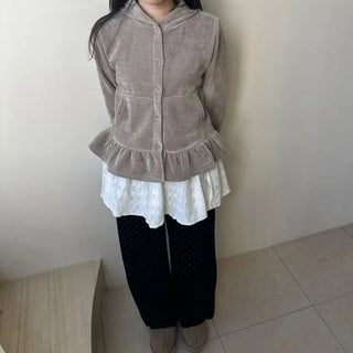 Heart Knit Layered Skirt Shirred Mini Wrap Skirt
