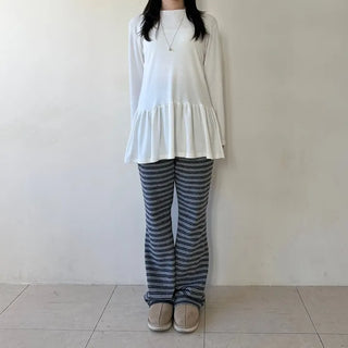 Frill Long T-shirt Layered Dress Tee Long Sleeve Inner