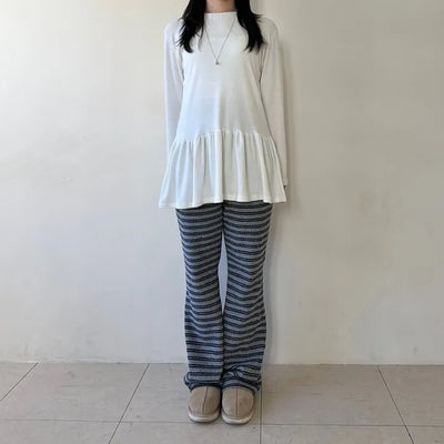 Frill Long T-shirt Layered Dress Tee Long Sleeve Inner