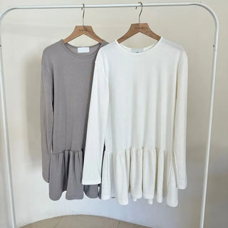 Frill Long T-shirt Layered Dress Tee Long Sleeve Inner