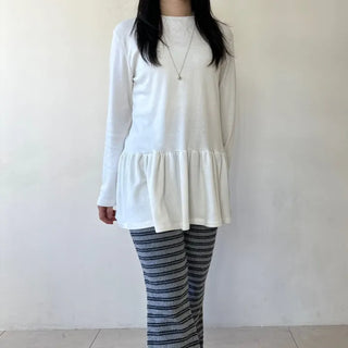 Frill Long T-shirt Layered Dress Tee Long Sleeve Inner