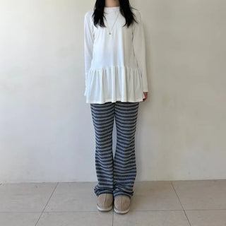 Frill Long T-shirt Layered Dress Tee Long Sleeve Inner