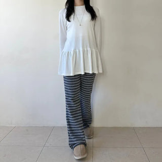 Frill Long T-shirt Layered Dress Tee Long Sleeve Inner