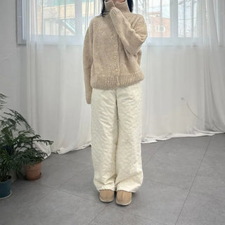 Two-way High-neck Wool Knit Spring Cardigan