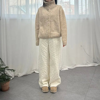 Two-way High-neck Wool Knit Spring Cardigan