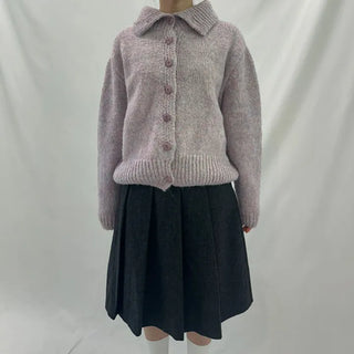 Two-way High-neck Wool Knit Spring Cardigan