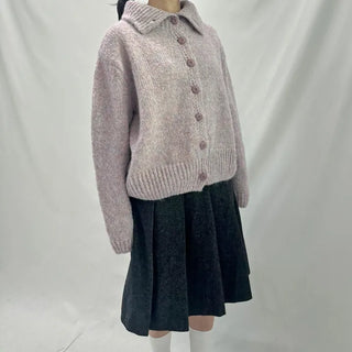 Two-way High-neck Wool Knit Spring Cardigan