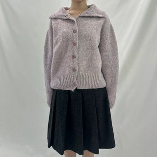 Two-way High-neck Wool Knit Spring Cardigan
