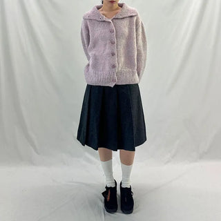 Two-way High-neck Wool Knit Spring Cardigan