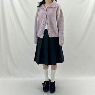 Two-way High-neck Wool Knit Spring Cardigan