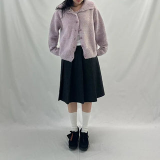 Two-way High-neck Wool Knit Spring Cardigan
