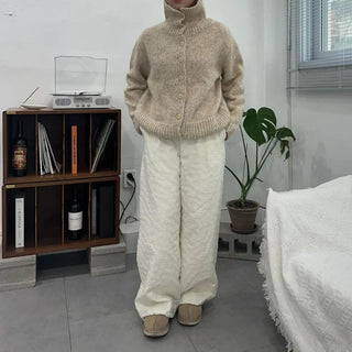 Two-way High-neck Wool Knit Spring Cardigan