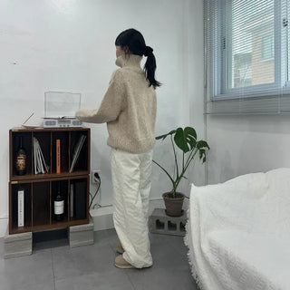 Two-way High-neck Wool Knit Spring Cardigan