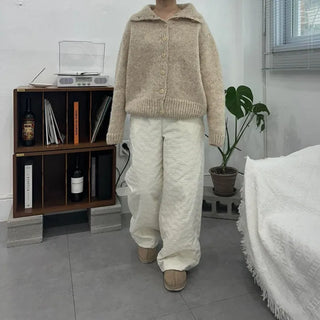 Two-way High-neck Wool Knit Spring Cardigan