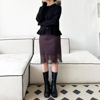 Geek Chic Check Chiffon Midi Skirt