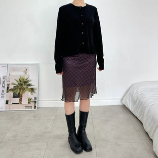 Geek Chic Check Chiffon Midi Skirt