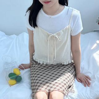 Geek Chic Check Chiffon Midi Skirt