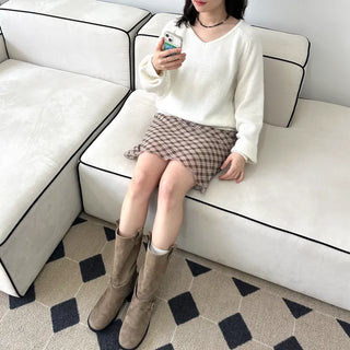Geek Chic Check Chiffon Midi Skirt
