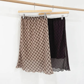 Geek Chic Check Chiffon Midi Skirt