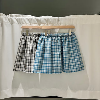 Check Layered Elastic Skirt Mini Skirt