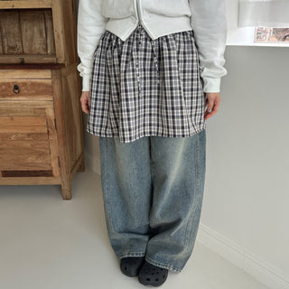 Check Layered Elastic Skirt Mini Skirt