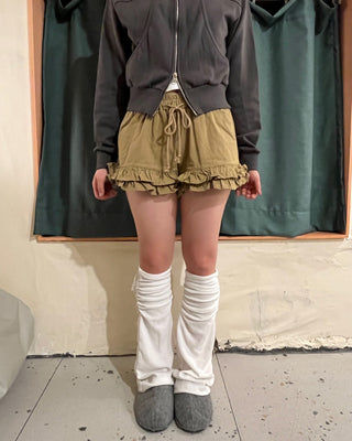 Cotton Tiered Frill Shorts Low-Waist Elastic Shorts Micro Shorts