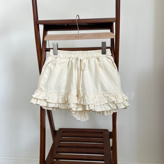 Cotton Tiered Frill Shorts Low-Waist Elastic Shorts Micro Shorts