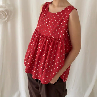 Polka Dot Sleeveless Blouse Mori Girl Dot Summer Sleeveless T-shirt