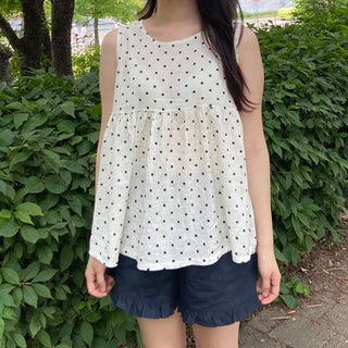 Polka Dot Sleeveless Blouse Mori Girl Dot Summer Sleeveless T-shirt
