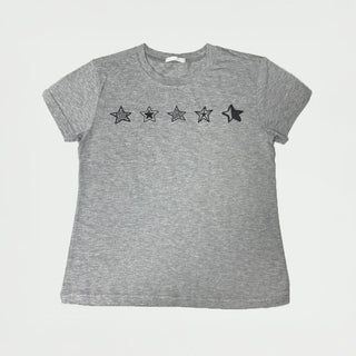Star Print Short Sleeve T-shirt, Spandex Modal Summer T-shirt