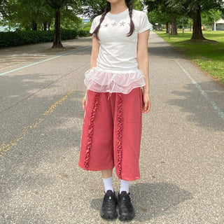 Star Print Short Sleeve T-shirt, Spandex Modal Summer T-shirt
