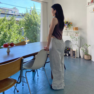 Seersucker pintuck striped Benz pocket pajama pants vacation look
