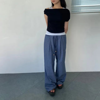 Seersucker pintuck striped Benz pocket pajama pants vacation look