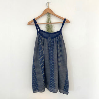 Vintage Dot Stripe Mix Sleeveless Strap Blouse