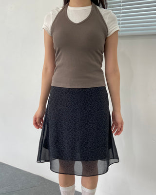 Leopard print chiffon midi skirt, leopard autumn skirt
