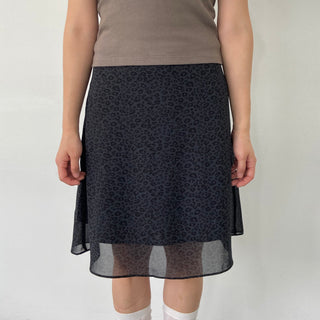 Leopard print chiffon midi skirt, leopard autumn skirt