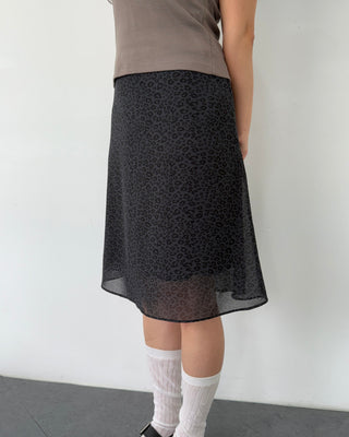 Leopard print chiffon midi skirt, leopard autumn skirt