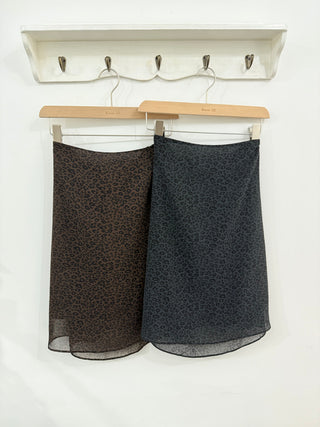 Leopard print chiffon midi skirt, leopard autumn skirt