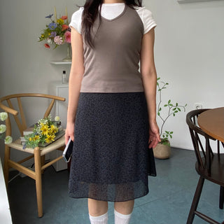 Leopard print chiffon midi skirt, leopard autumn skirt