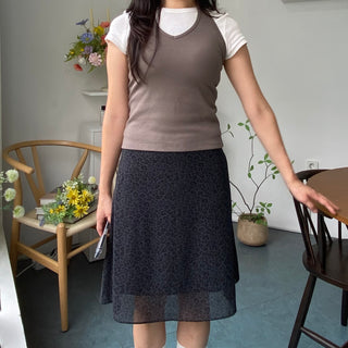 Leopard print chiffon midi skirt, leopard autumn skirt