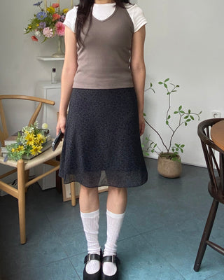 Leopard print chiffon midi skirt, leopard autumn skirt