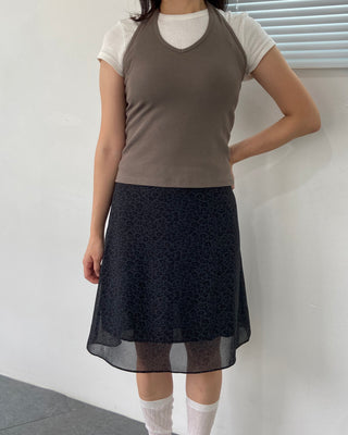 Leopard print chiffon midi skirt, leopard autumn skirt