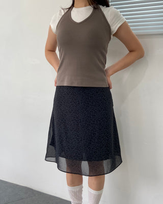 Leopard print chiffon midi skirt, leopard autumn skirt
