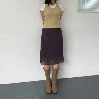 Layered halterneck ribbed sleeveless t-shirt