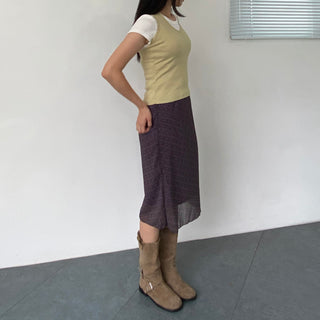 Layered halterneck ribbed sleeveless t-shirt